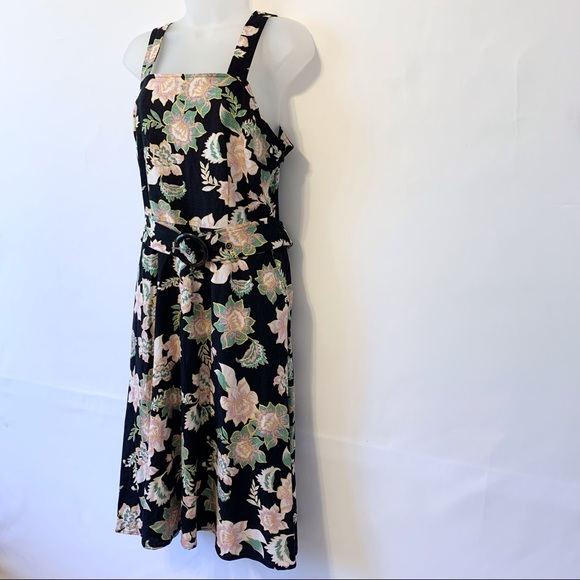 Who What Wear Linen Blend Floral Belted Dress Small - Picture 3 of 13